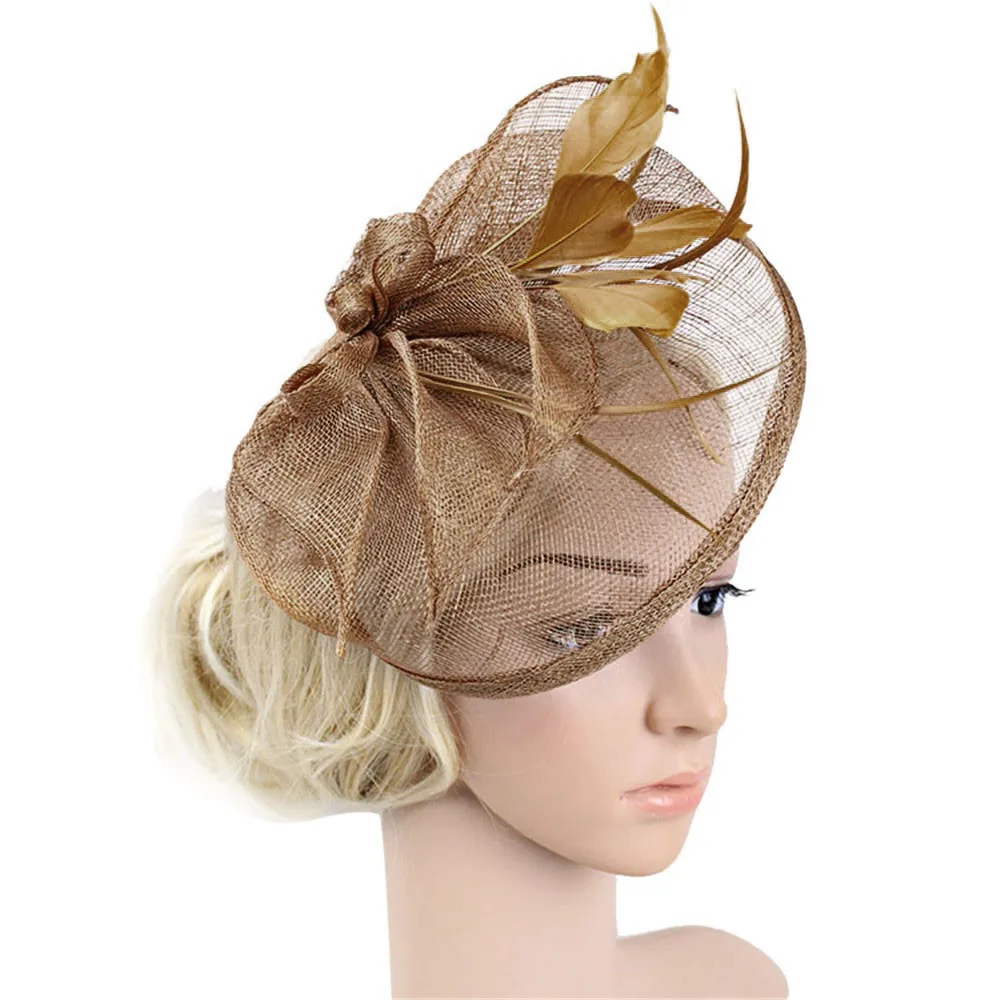 Женская модная свадебная сетчатая шляпа Вуалетка с сетчатыми лентами и перьями