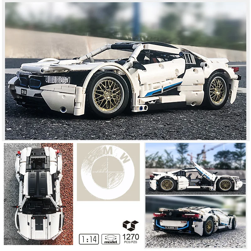 

SY8603 New Technical Super Sport Car I8 Building Blocks Brick Moc Assembling Model Christmas Gifts 2021 DIY Toys for Children