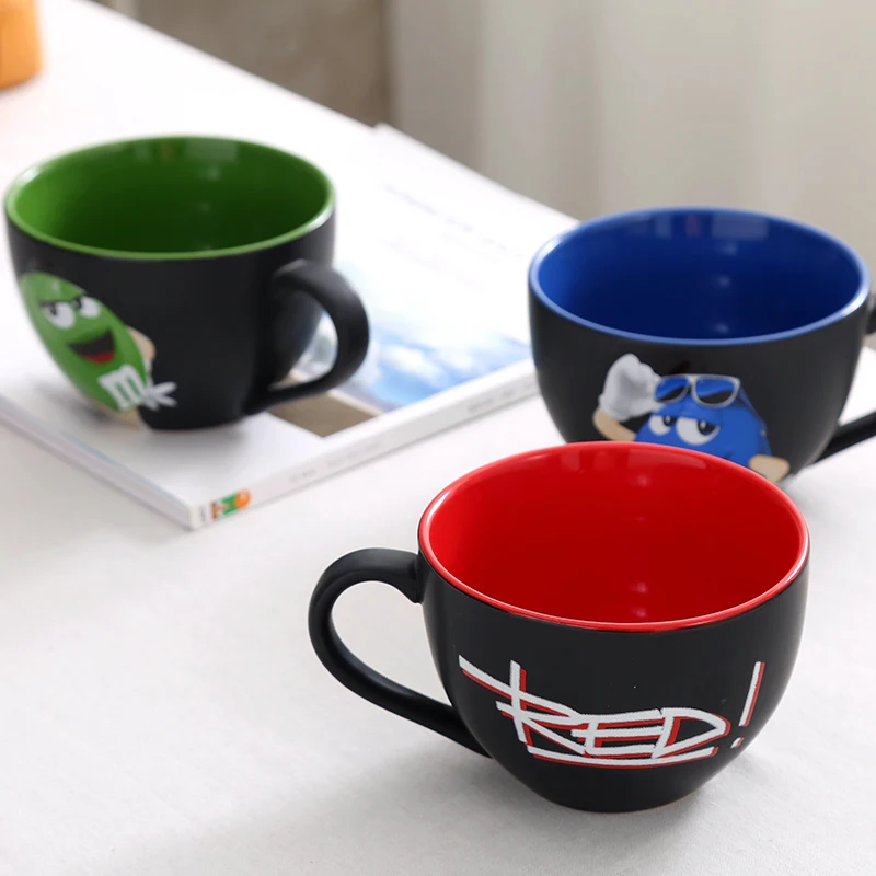 1-Pcs M Chocolate Beans Mugs Cartoon Ceramics Tea Coffee Cups Breakfast Hot Milk Watrer Bottle Christmas Birthday Gift - купить по