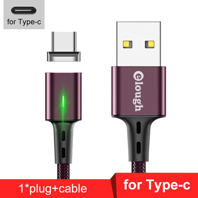 Red for type-c Elough Магнитный зарядный кабель для iphone кабель Micro usb type c кабель для HUAWEI P30 Магнитный кабель быстрое зарядное устройство USB C провод для передачи данных - Цвет: Red for type-c