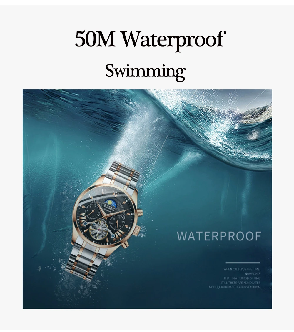 GUANQIN автоматические/механические/роскошные часы золотые reloj hombre мужские часы мужские/мужские часы Топ бренд класса люкс tourbillon