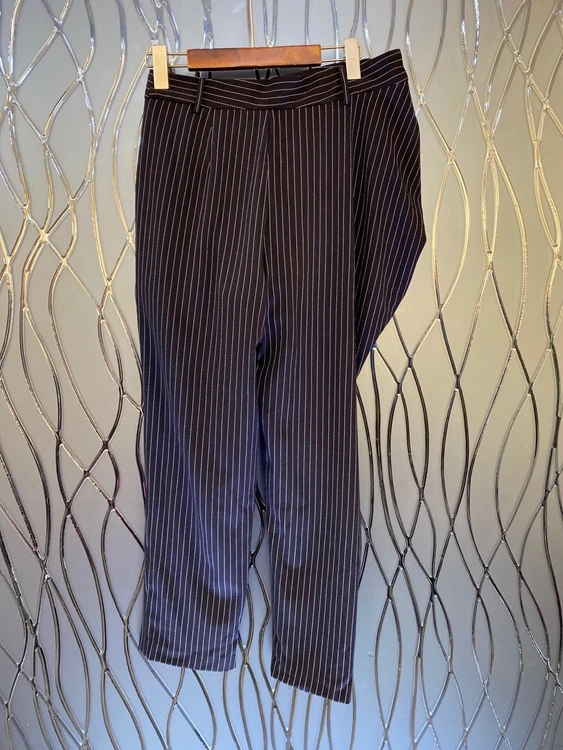 

2020 autumn and winter new women's irregular stripes decoration casual all-match trousers 1229