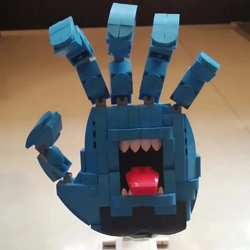 

MOC Ideas Brick Screaming Hand Blue Finger Creative Cartoon Building Blocks City Classic Brand Bulk Model Educational Kids Toys