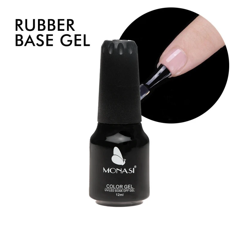 

MONASI Long Lasting Base Coat Professional Nail Art Color Soak Off LED UV Gel Varnish Thick Rubber Base Gel No Wipe Top Coat