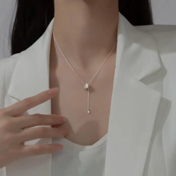 

Ожерелья из серебра 925 пробы, подвески, ожерелья с кубическим цирконием, модный стиль