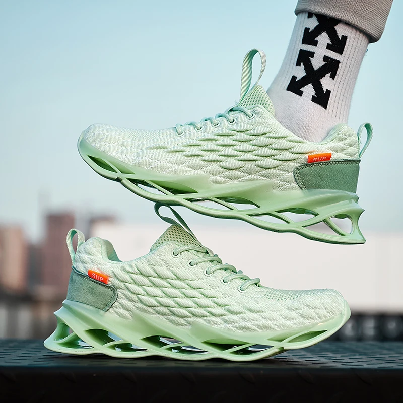 JIEMIAO New High Quality Blade Sole Men Sneakers Breathable  Running Shoes Outdoor Comfortable Sports Shoes Zapatillas Hombre