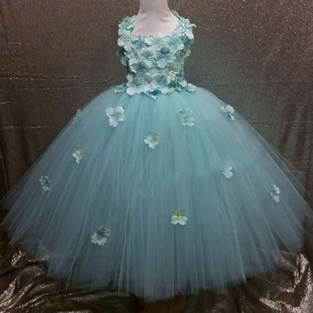 Hydrangea Flower Tutu Dress for Girls Elegant Baby Girl Flowers Ankle Length Wedding Birthday Party Ball Gown | Детская одежда и