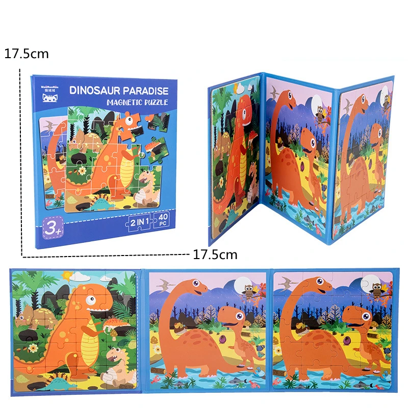 

Children Portable Early Childhood Magnetic Paste Collage Board Two In One Folding Book Page Type Magnetic Jigsaw Toy