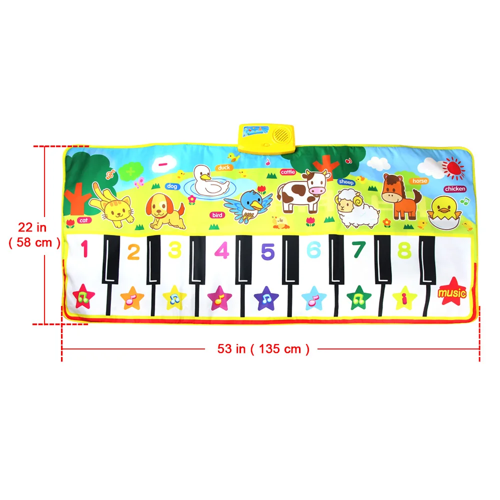 1 pcs 135X58 см, большой размер, музыкальный коврик для малышей, тема животных, обучающая игрушка, детская игрушка, детский музыкальный коврик - Цвет: 1 pcs
