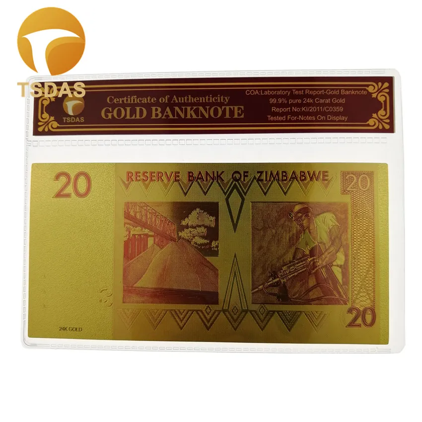 Цветные Позолоченные банкноты с рамкой COA в Зимбабве для коллекции декора | Дом и