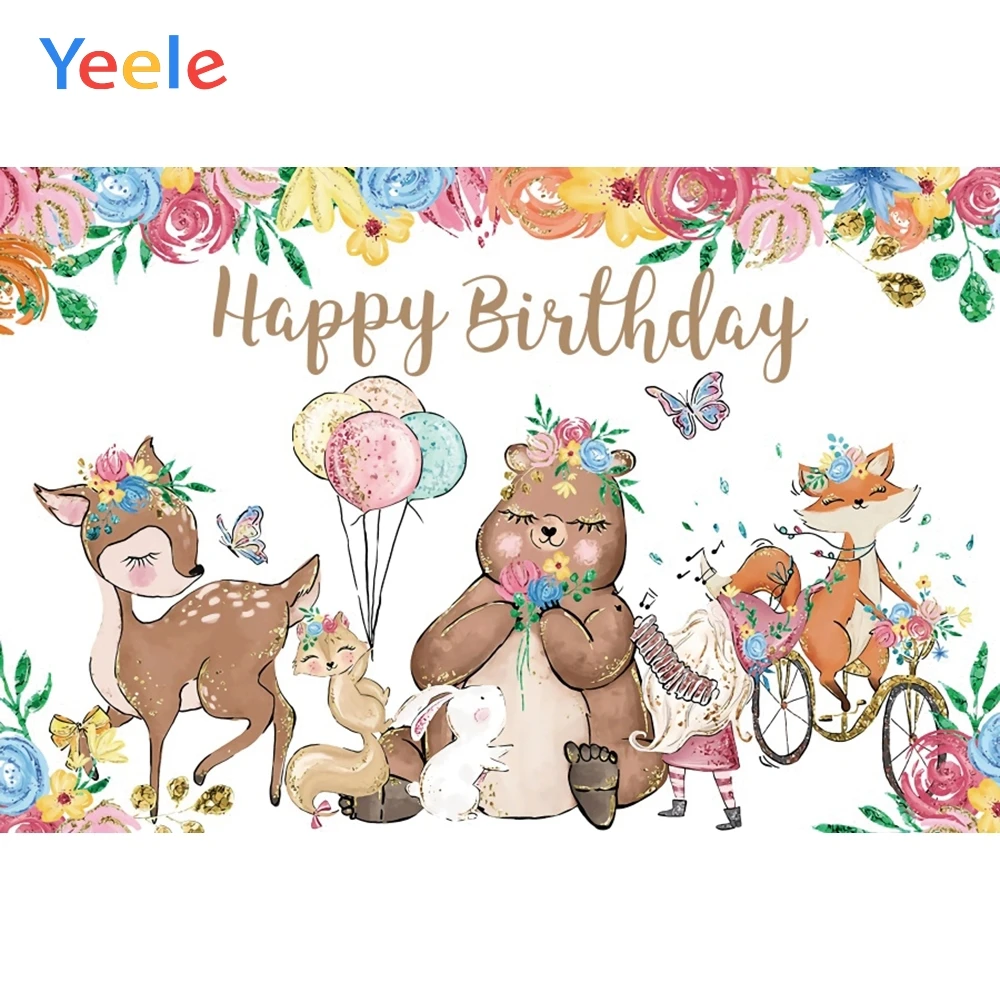 

Safari Animal Party Flower Newborn Baby Shower Happy Birthday Backdrop Photography Backdrops Photo Background For Photo Studio