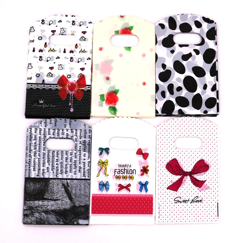 Оптовая продажа 50 шт./лот маленькие пластиковые пакеты 9x15 см модные сумки для