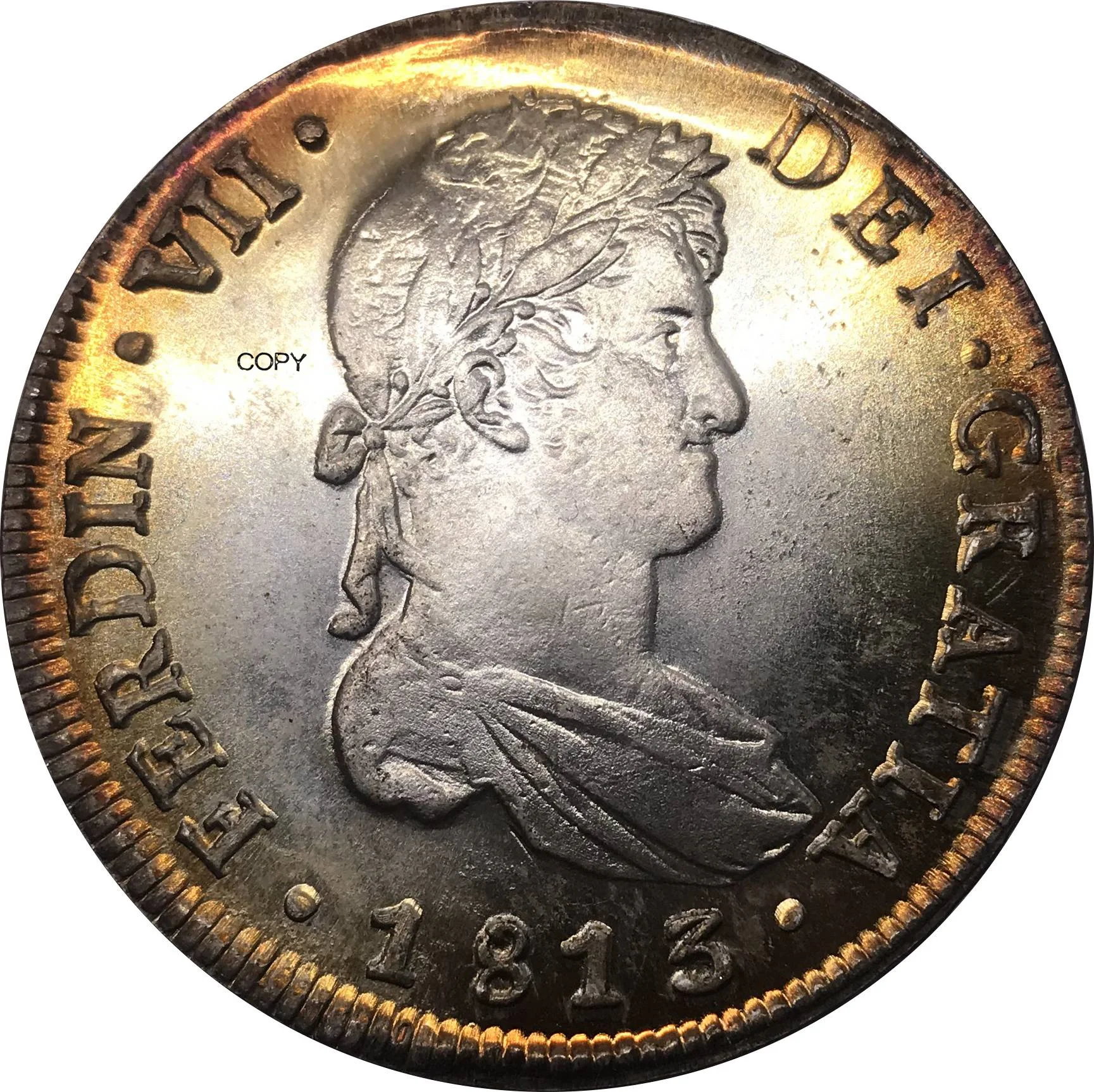 Мексиканская монета 1813 Чили 8 реалов посеребренные металлические сувенирные