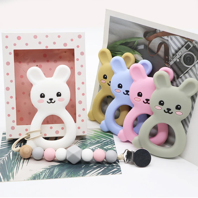

10pc Cute Rabbit Rodent Baby Teether Charm Pacifier Pendant Teething Toys Safe Silicone Teether BPA Free Childen's Goods Gifts