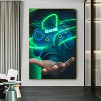 gamer room poster and prints gaming handle playstation controller canvas painting wall art pictures for interior home decoration