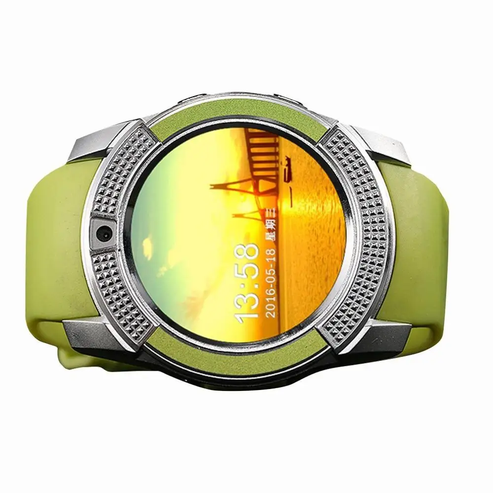green Смарт-часы многофункциональные с камерой Bluetooth Smartwatch Шагомер монитор сердечного ритма sim-карты наручные часы Reloj inteligente - Цвет: green