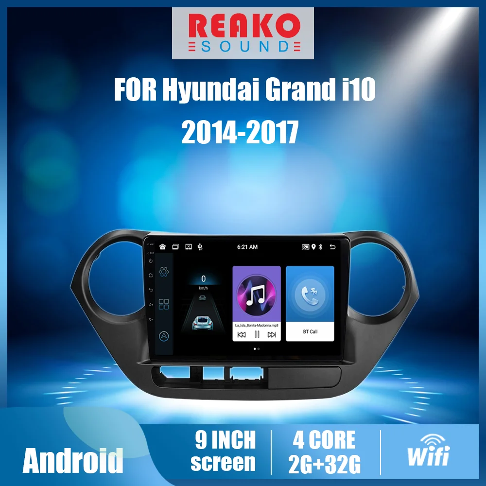 

Автомобильное радио реакosound для Hyundai Grand I10 2014-2017, 2 Din, 9 дюймов, Android, автомобильный мультимедийный плеер, Wi-Fi, GPS-навигация, головное устройство