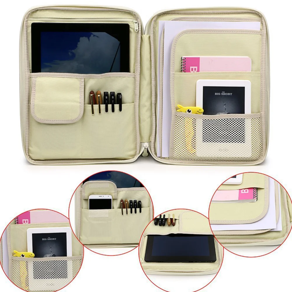 

Multi-Functional A4 Document Bag Portable Men Portfolio Organizer Travel Business Trip Zipper Briefcase Storage Case (Blac
