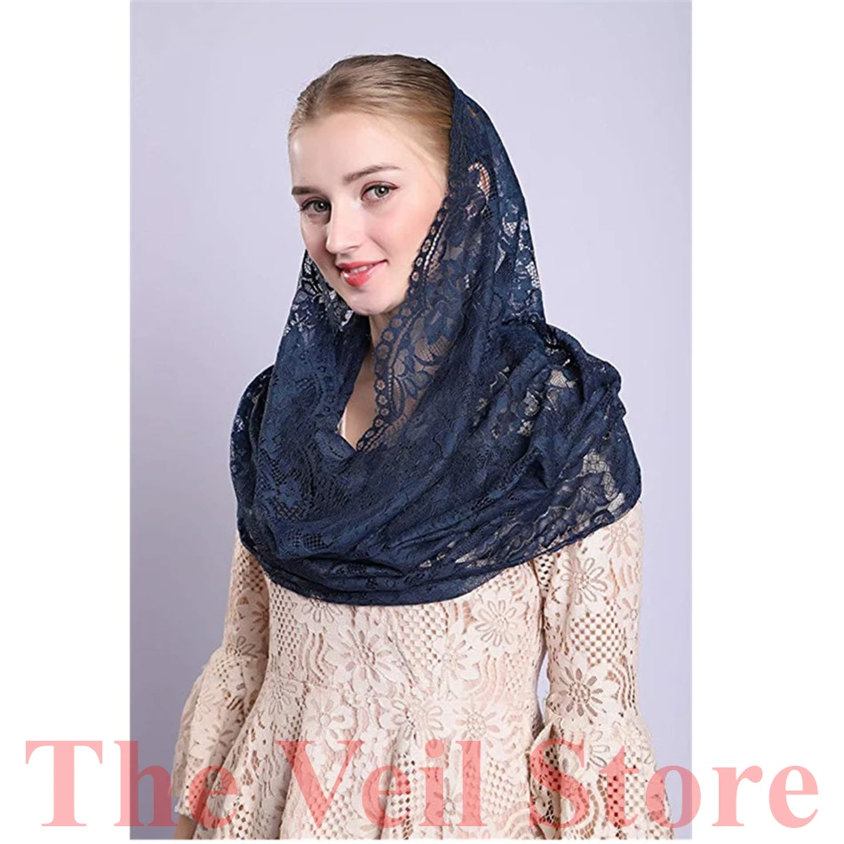 ISHSY белая кружевная Женская католическая Фата Мантилья для церковных голов
