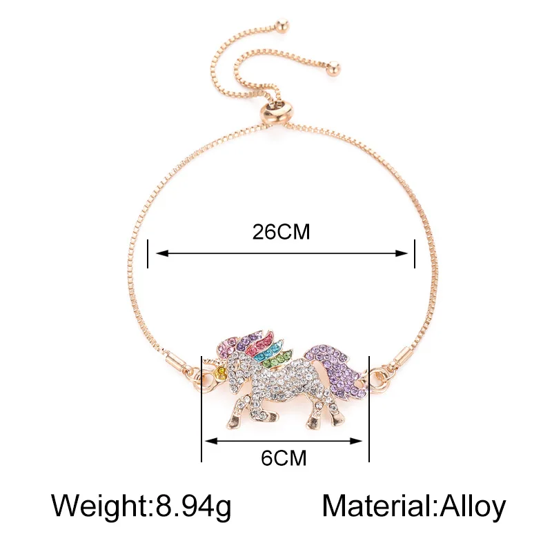 Модные подарки высококачественный браслет с единорогом и стразами Радужный