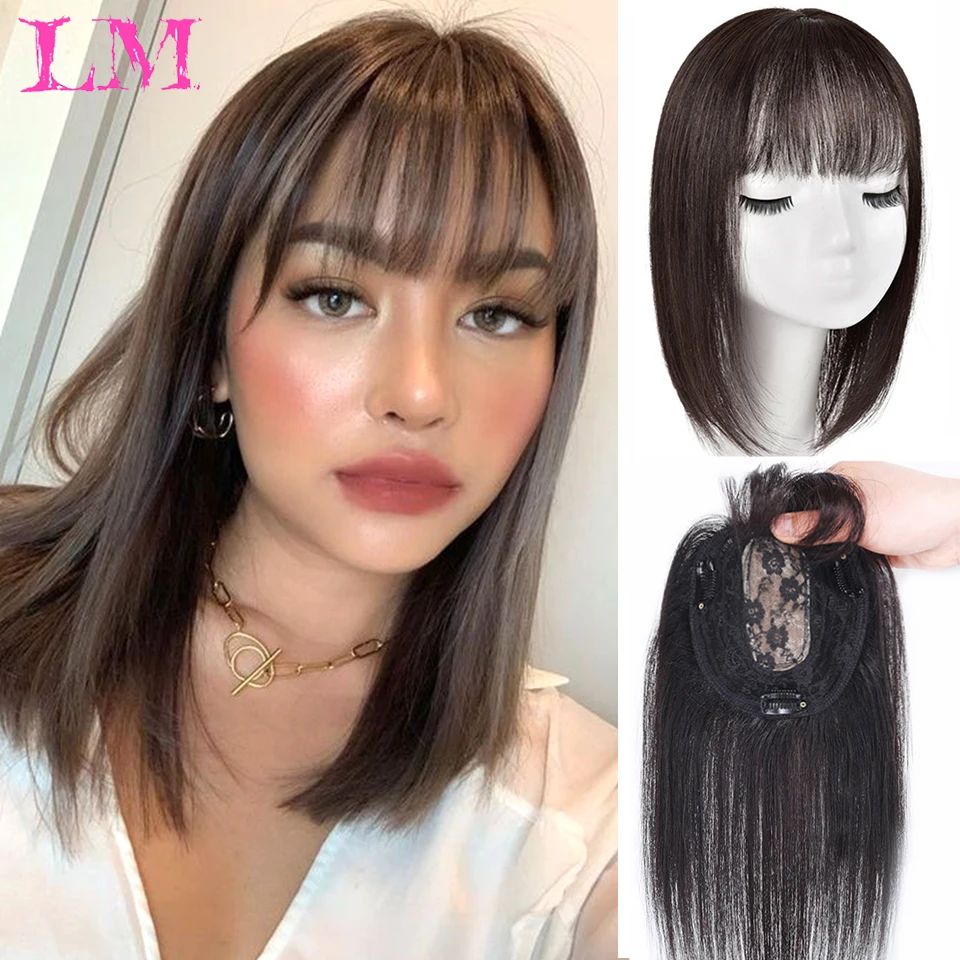 

LM Bangs Invisible Seamless Head Hair Water Ripple Hair Air Bangs Head Overhead Natural Invisible Replacement Cover White Hair