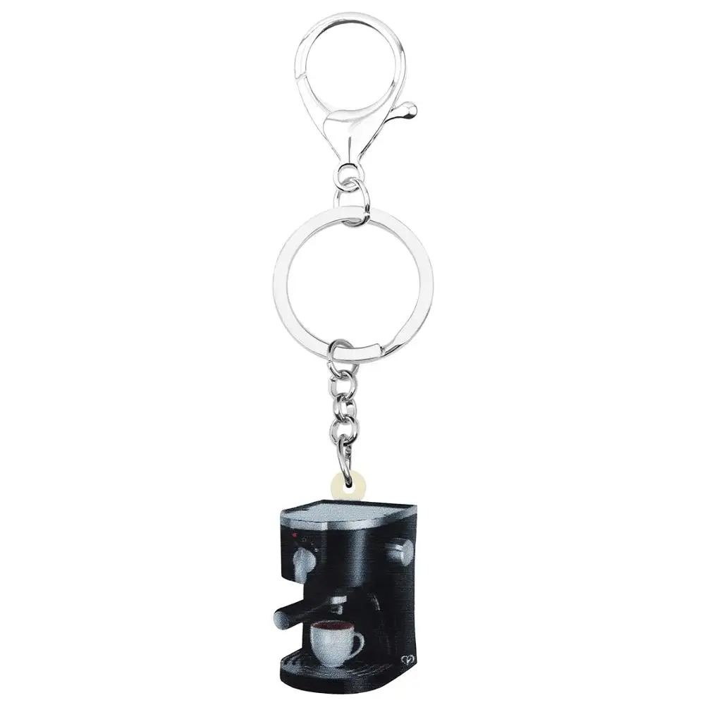Bonsny Acrylic Coffee Machine Cup Key Chains Rings Jewelry Bag Car Purse Decoration Keychains For Women Girl Teen Gift Accessory