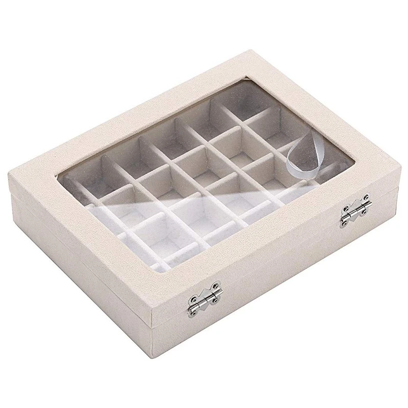 Бархатная стеклянная шкатулка для ювелирных изделий коробка хранения сережек |