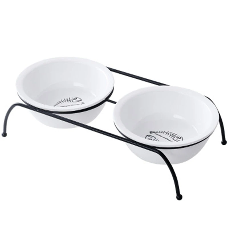 Двойная керамическая Нескользящая миска из нержавеющей стали для кормления