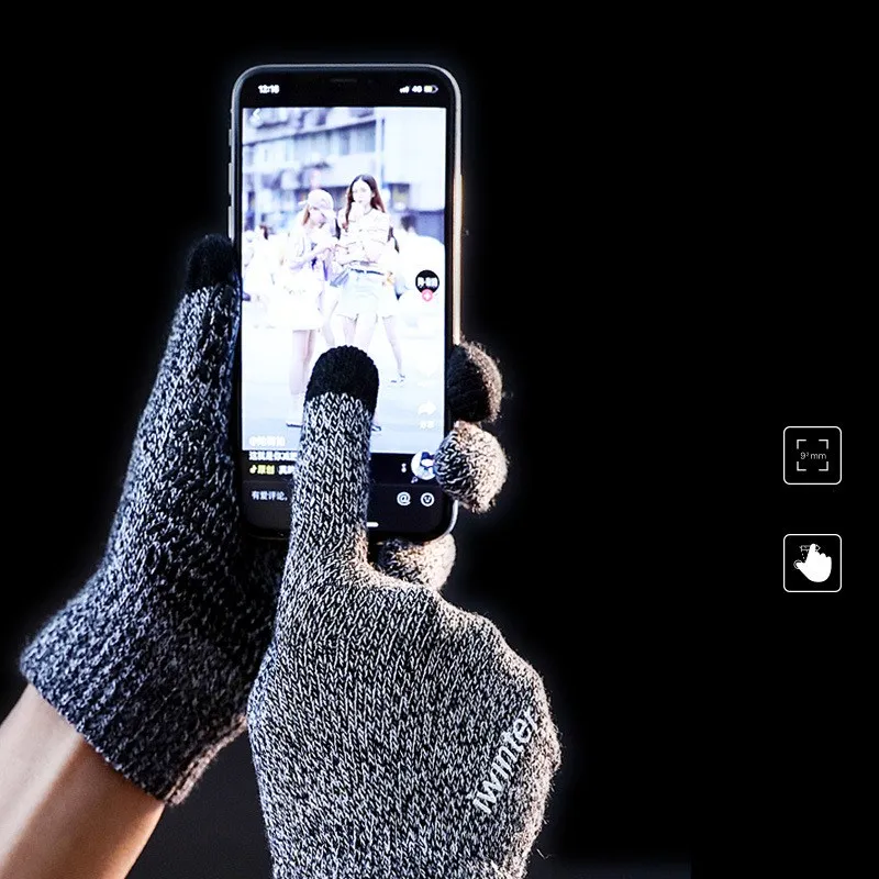 Fashion Touch Screen Gloves Men Women Winter Warm Knitting Mittens Anti Slip Thicken Full Finger Guantes