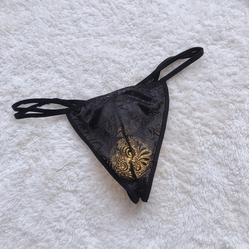 10pcs  Korean and Japanese New Men's Thong Sexy Lace Mesh Transparent Temptation Sexy Ice Silk Thin Belt T-Back