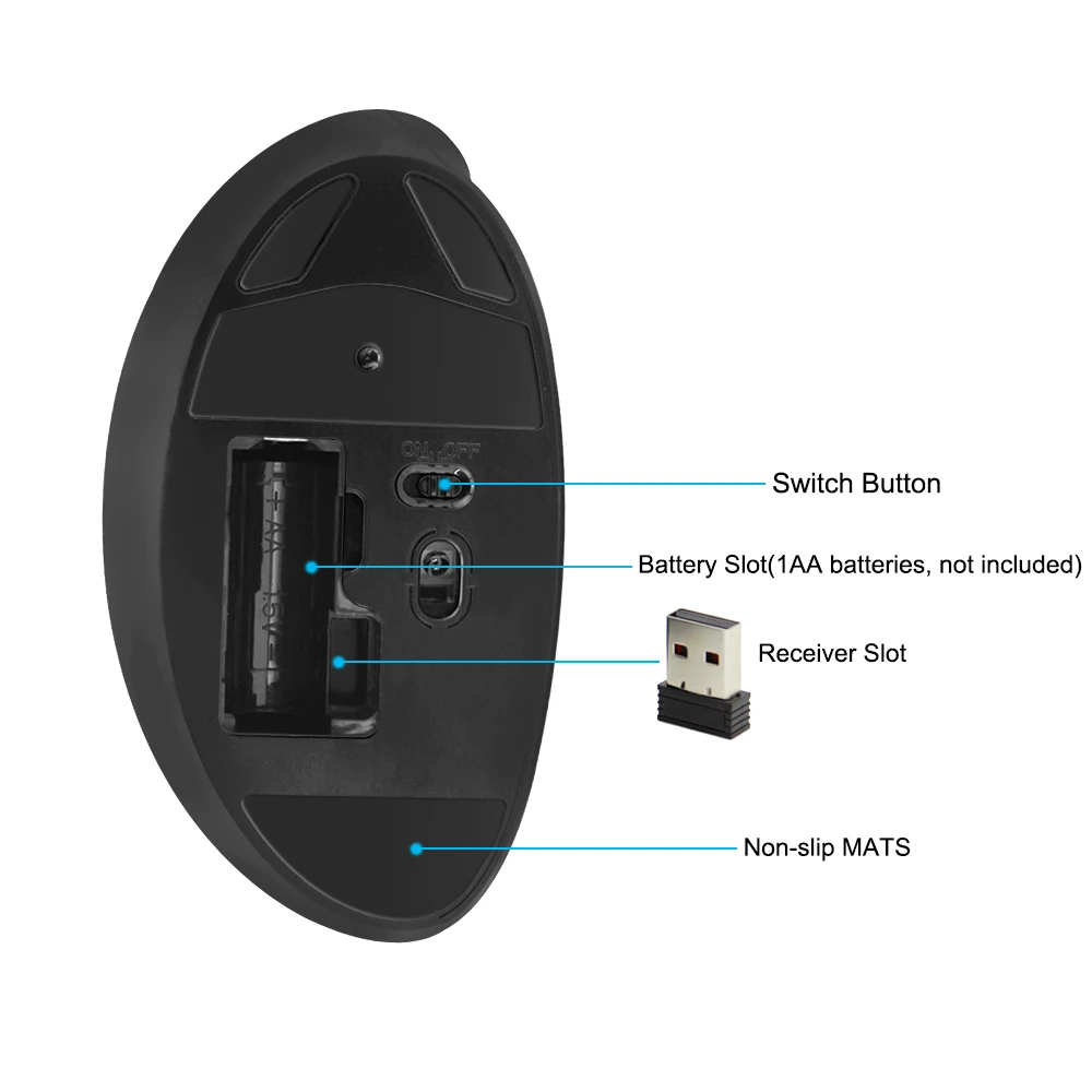 Мышь Компьютерная Delux Вертикальная беспроводная 2 4 ГГц USB 1600DPI | Компьютеры и офис
