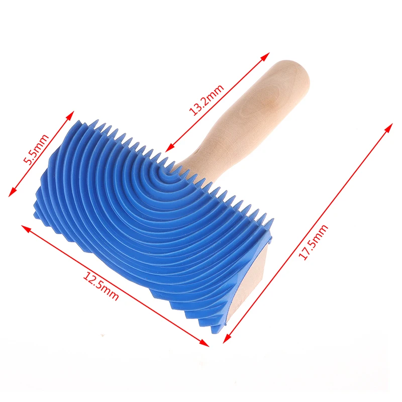

1PC Blue Wood Grain Tool Wood Handle Rubber Paint Roller DIY Pattern Wall Painting Tools