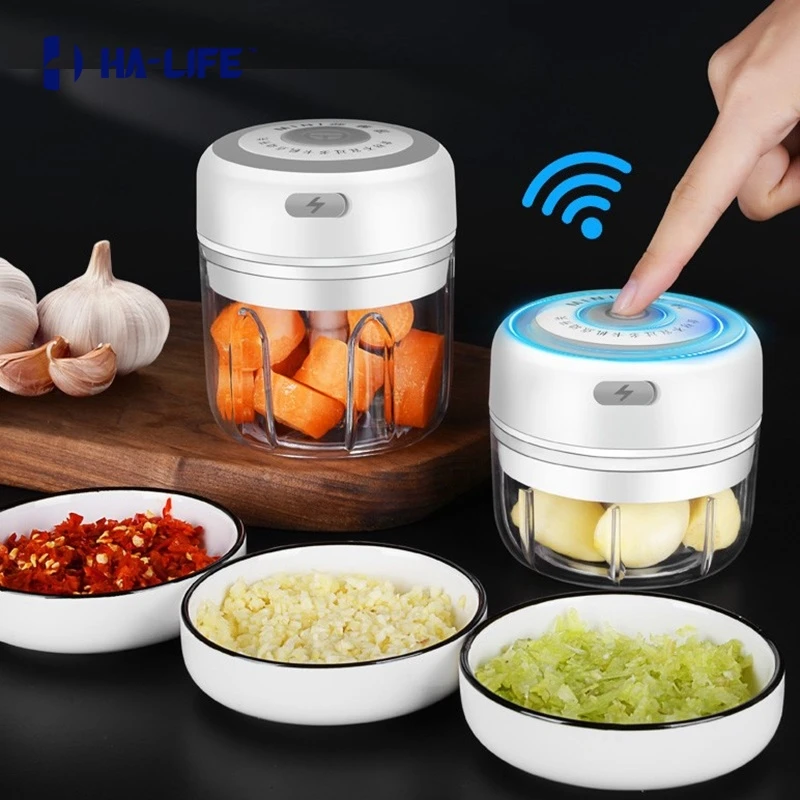 

HA-Life Electric Kitchen Chopper Garlic Masher Meat Grinder Mini Food Garlic Vegetable Crusher Rechargeable Food Processor