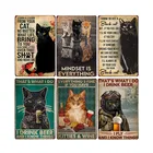 Мультяшный питомец Черный кот металлические художественные Плакаты Декор Дом комната настенная тарелка кафе бар клуб таблички домашний декор 20x30 см