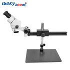 Бинокулярный микроскоп 7X-45X, с одной стрелой, черная подставка, рабочая зона 25 см, профессиональный стереомикроскоп для пайки, Luckyzoom