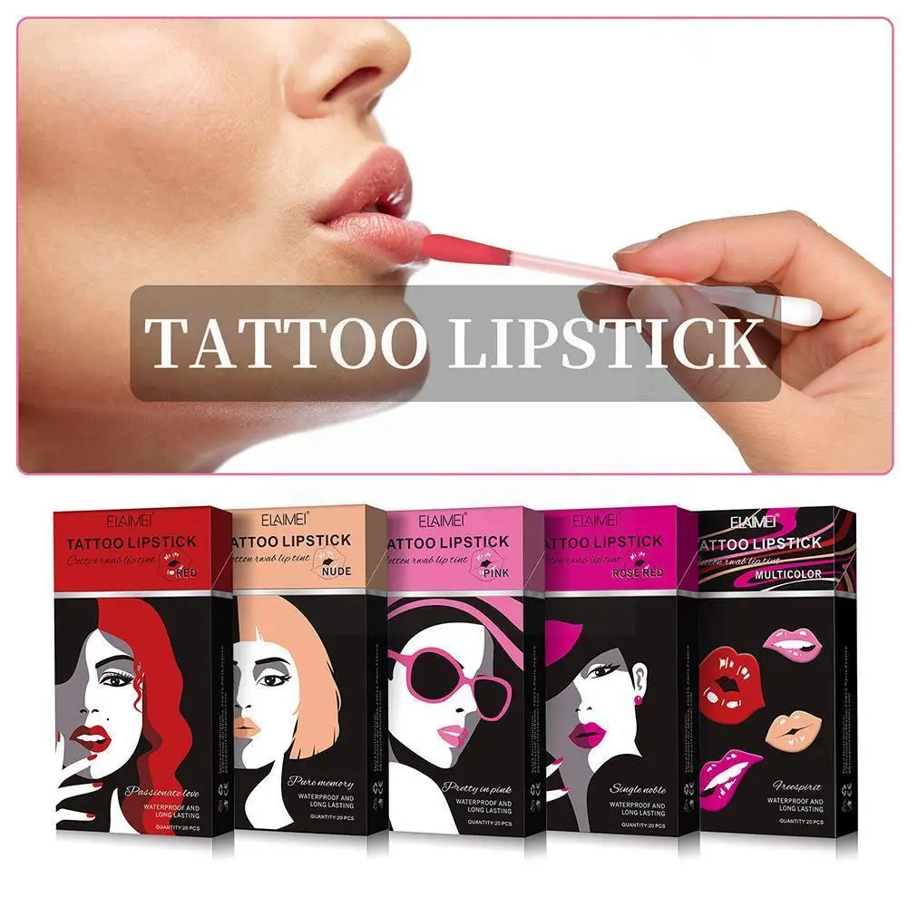 

New 20pcs/set Non-Stick Cigarette Cotton Swab Lipsticks Cosmetic Long Microbrush Portable Lipstick Disposable Waterproof La P8W0
