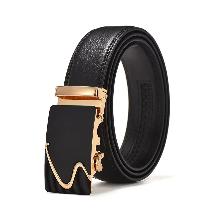 

Fashion Brand Leather Belt Business Trouser Strap Pant Ceinture Homme Cowskin Automatic Buckle Cowhide Men Belts 2021