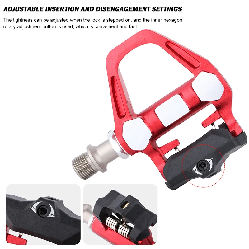 

Велосипедные педали с самоблокировкой, ультралегкие велосипедные педали из алюминиевого сплава с 2 герметичными подшипниками, черные, крас...