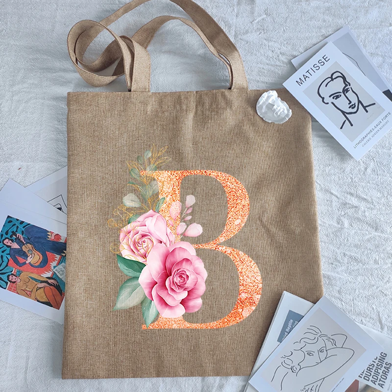 New Orange Letter Print Women Shopping Bags Eco Bag Designer Handbags Tote Student Shopper Reusable Printed Linen Canvas | Багаж и сумки