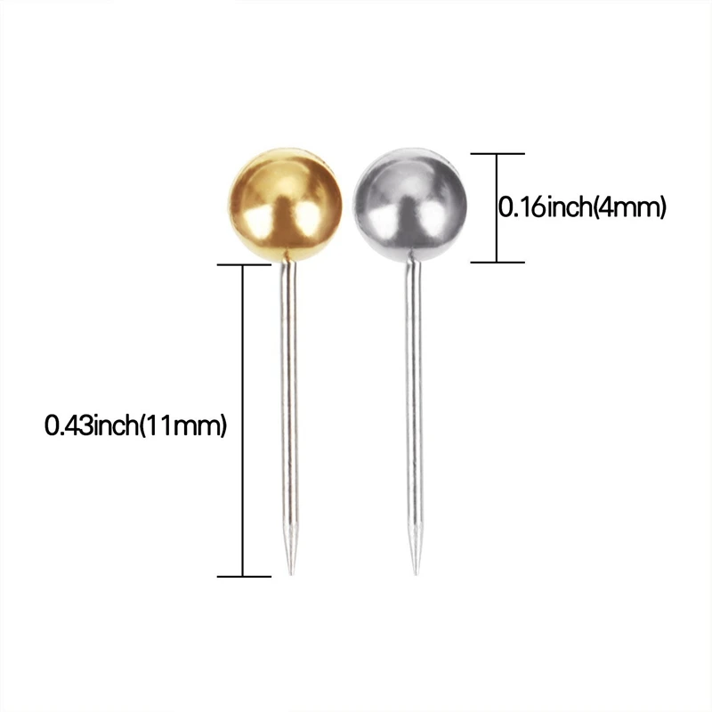 800 шт. круглые пластиковые штифты с наконечником из нержавеющей стали золотистые