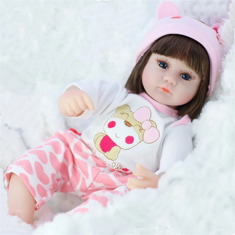 

Silicone Reborn Doll 42cm Alive Toddler Realistic Lifelike Real Girl Baby Doll Lol Birthday Christmas Play Toy For Children Gift