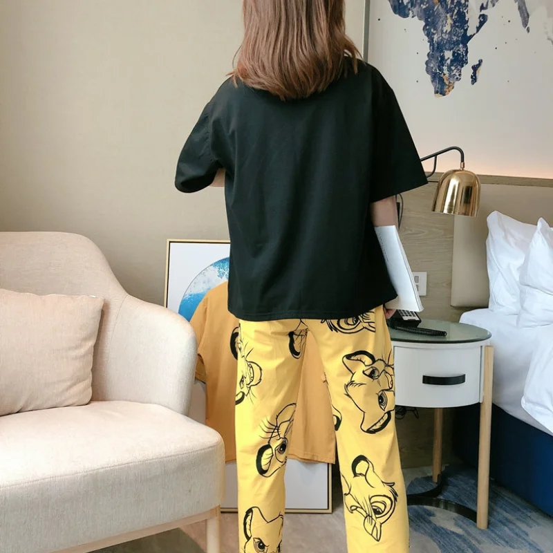 Plus Size Disney Anime The Lion King Simba Cool Summer Sets Womens Outfits Loungewear Winnie the Pooh Nightwear Pyjama Ensembles
