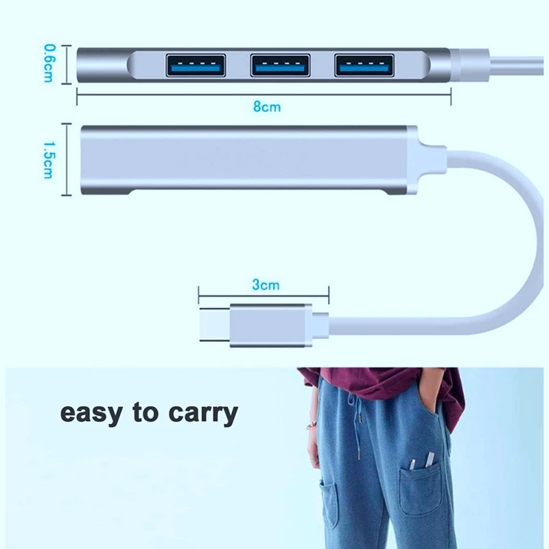 

Type-C3.1 Hub Docking Station Usb 3.0 Hub 4 in 1 for Pc Laptop Tablet Phone