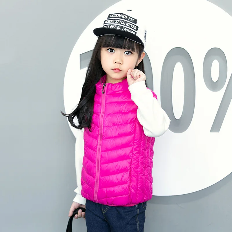 rose red vest Детская куртка Весенняя верхняя одежда осеннее теплое пуховое пальто с капюшоном для мальчиков и девочек парка для подростков детская зимняя куртка парки для детей от 2 до 15 лет - Цвет: rose red vest