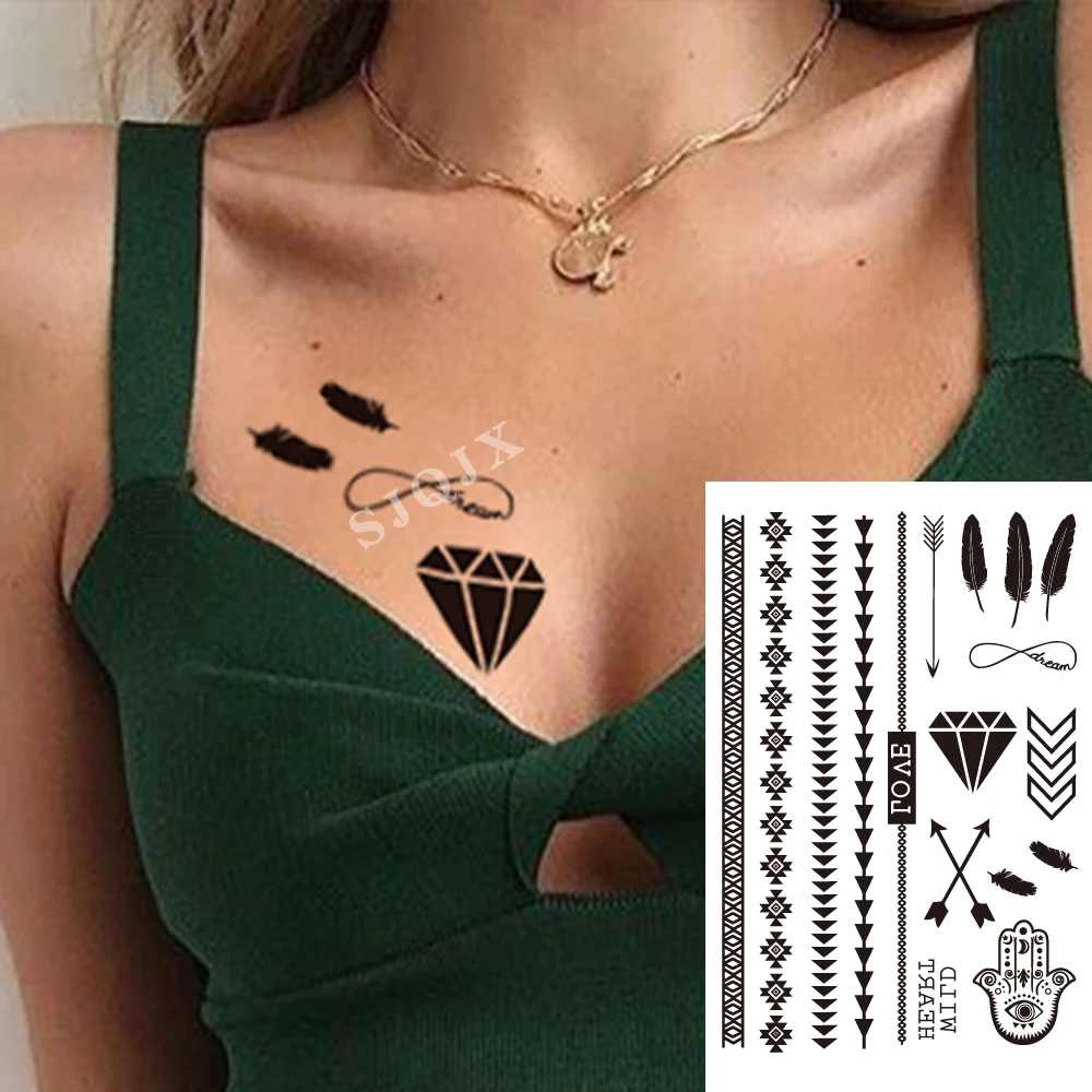 Женские сексуальные Цветочные Временные татуировки из хны наклейки цветок кулон