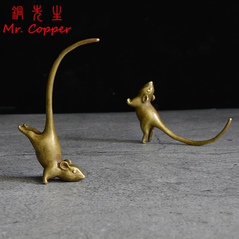 Миниатюрная фигурка мыши с длинным хвостом в китайском стиле чайный питомец