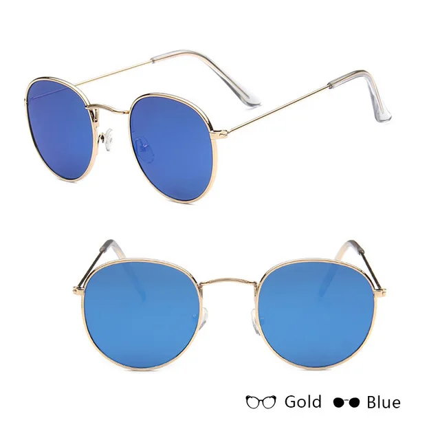 gold blue RBROVO, солнцезащитные очки для женщин/мужчин, фирменный дизайн, очки для девушек, Круглые, Роскошные, Ретро стиль, солнцезащитные очки, винтажные, зеркальные, Oculos De Sol Gafas - Цвет линз: gold blue