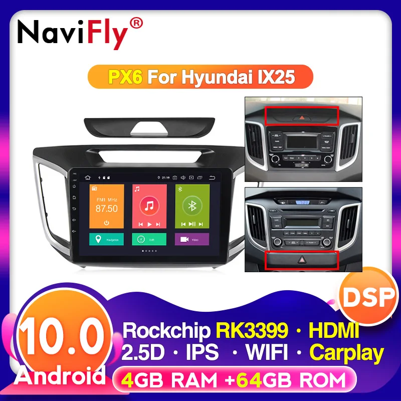 Автомагнитола 2DIN HD 1280*720 Android 10 0 для Hyundai Creta IX25 2015 2018 DSP GPS мультимедийная навигация