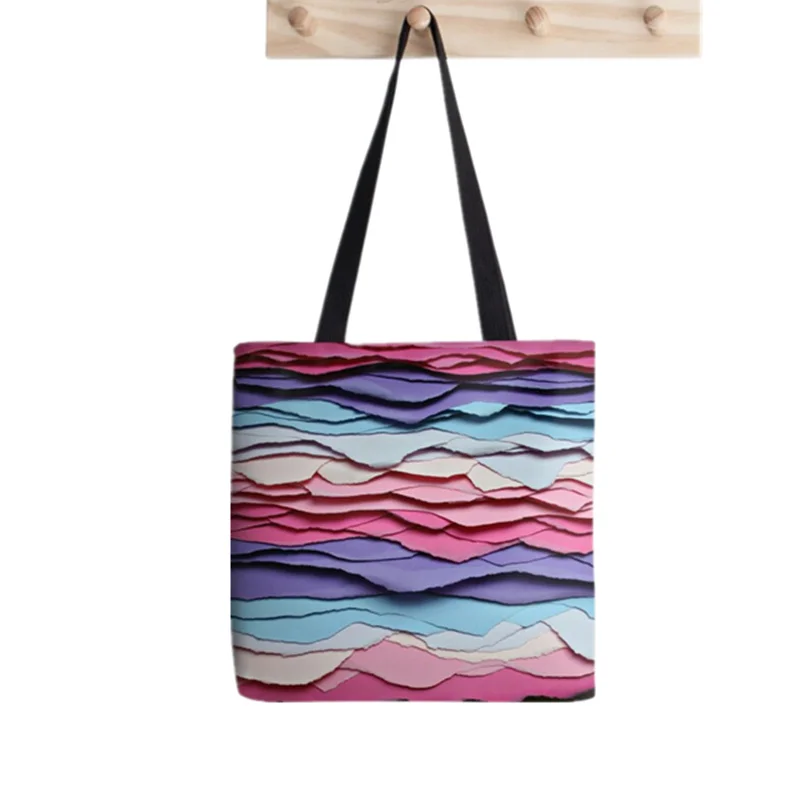 

Женская сумка-шоппер с разноцветным волнистым принтом, холщовая Сумочка для покупок в стиле Харадзюку, дамская сумочка-тоут