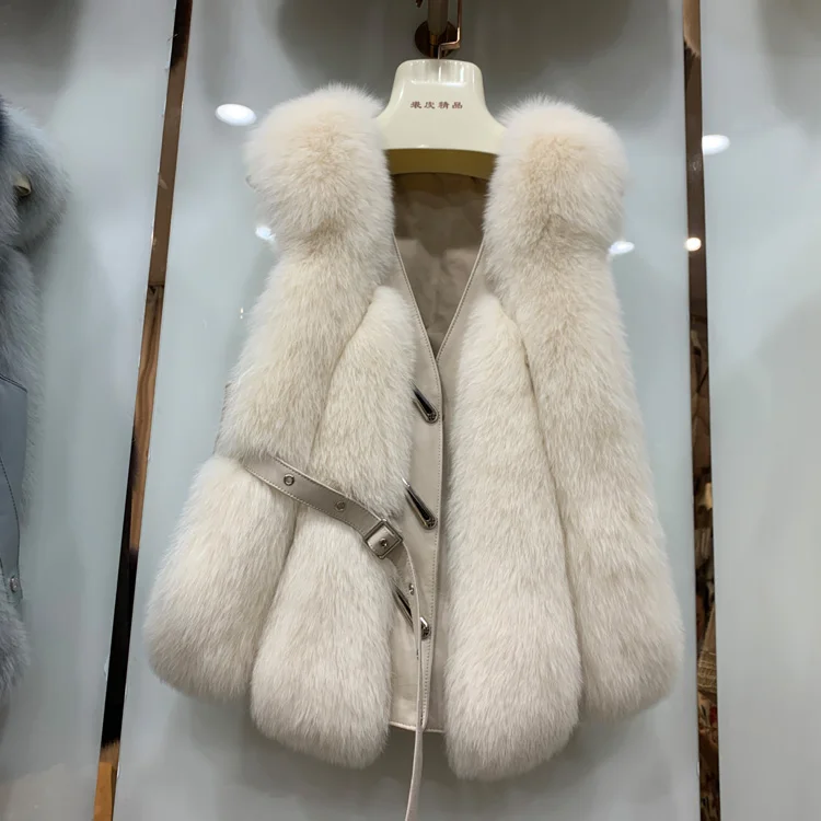 

2021 autumn/winter new women haining short fox fur vest true fur fur jacket